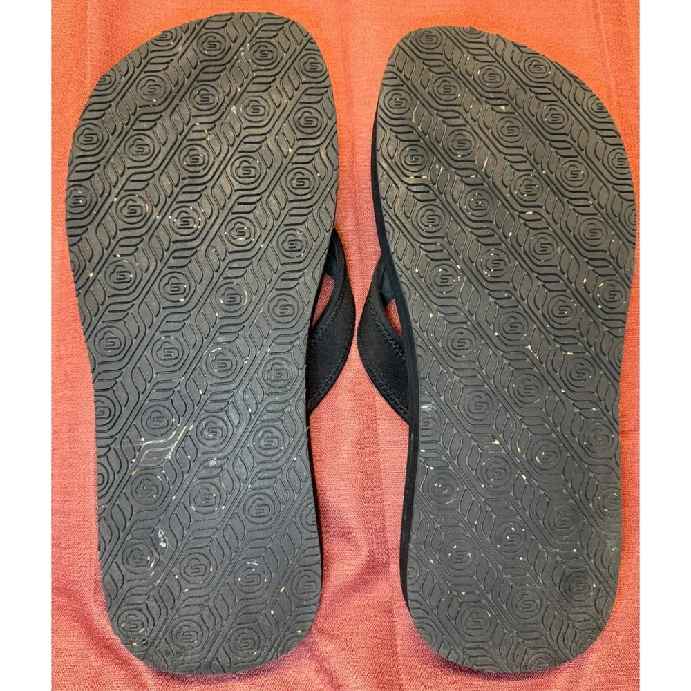 The Healing Sole Mens Flip Flops Black Orthopedic Sandals Plantar Fasciitis 11.5
